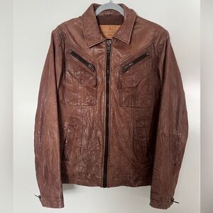 Goosecraft Brown Leather Jacket | L